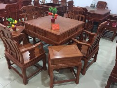 红木家具棋牌桌 非洲花梨实木麻将桌六件套 全自动红木麻将桌