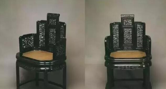 台北故宫藏恭王府紫檀蝠纹五屏式扶手椅