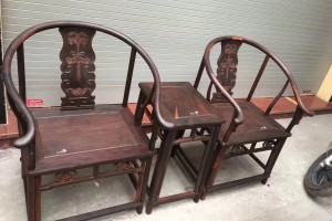 老挝大红酸枝福临门圈椅三件套坐板1.2公分独板拆房老料无拼补无白皮图片