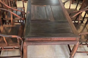 古典中式大红酸枝红木实木功夫办公室茶桌椅组合茶台家用传统简约图片